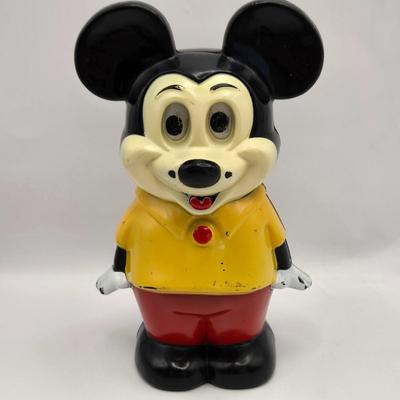 LOT 33: The Mouse, the Myth, the Legend: April 6, 1971 Look Magazine, Vintage Plastic Mickey Mouse Toy and Bank, Illco Wind-up Mickey...