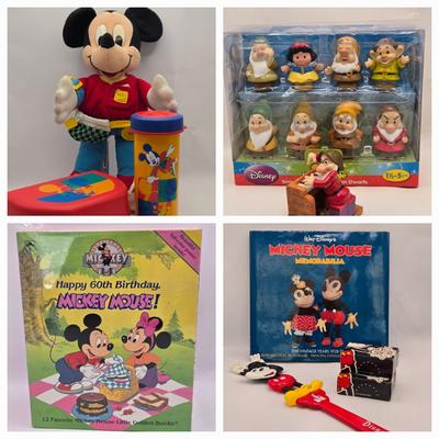 LOT 34: Vintage "Learn to Dress' Mickey Mouse, Lunch Set, NIB Snow White & the 7 Dwarfs, New Set of Books for Mickey's...