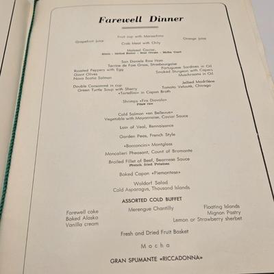 LOT 35: Italian Line, Cunard Queen Elizabeth and Queen Elizabeth II Menus, Deck Plan Maps, Passenger Lists, and Titanic Ale Labels