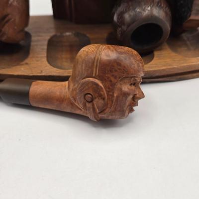 LOT 37: Vintage Pipe Rack with Various Pipes