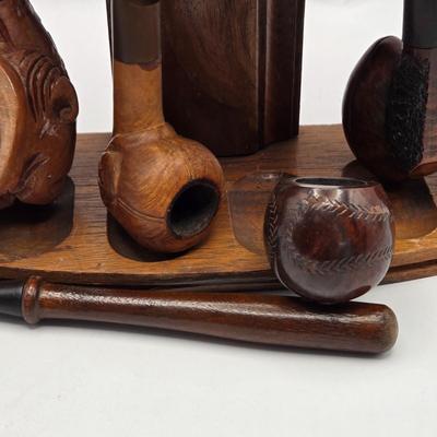 LOT 37: Vintage Pipe Rack with Various Pipes