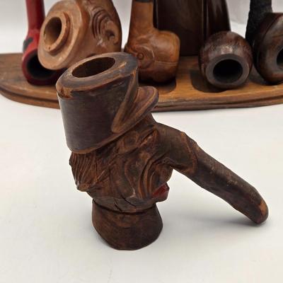 LOT 37: Vintage Pipe Rack with Various Pipes