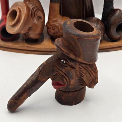 LOT 37: Vintage Pipe Rack with Various Pipes