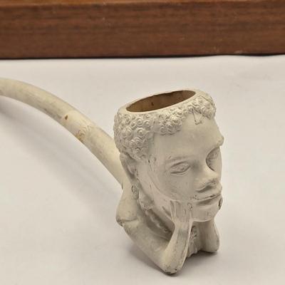 LOT 38: Vintage Pipe Rack with Multiple White Clay Pipes