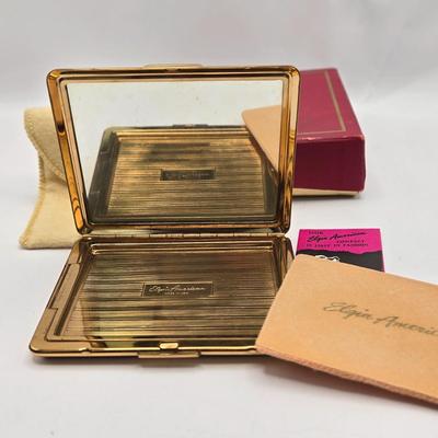 LOT 39: Vintage Stratton of London Compact, 2 Elgin American Compacts, Estee Lauder Compact, and Lipstick Compact