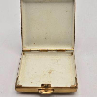 LOT 40: Antique Nuit de Noel Perfume Bottle in Box, Vintage Folding Comb, Elgin American Lipstick Compact, 2 Perfume Flasks, Pill Box,...