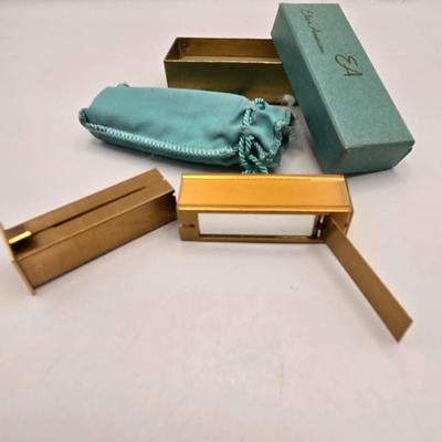 LOT 40: Antique Nuit de Noel Perfume Bottle in Box, Vintage Folding Comb, Elgin American Lipstick Compact, 2 Perfume Flasks, Pill Box,...