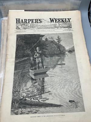 LOT 103: Antique 1800s Copies of Harper's Weekly Magazine