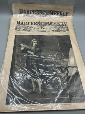 LOT 103: Antique 1800s Copies of Harper's Weekly Magazine