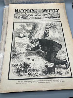 LOT 103: Antique 1800s Copies of Harper's Weekly Magazine