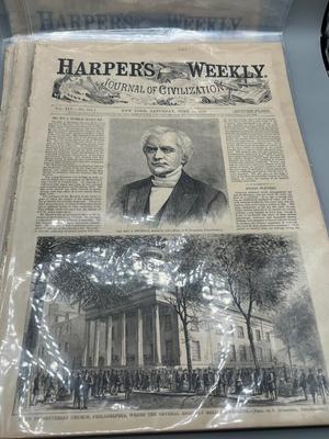 LOT 103: Antique 1800s Copies of Harper's Weekly Magazine