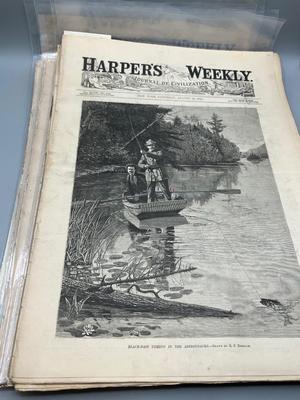 LOT 103: Antique 1800s Copies of Harper's Weekly Magazine