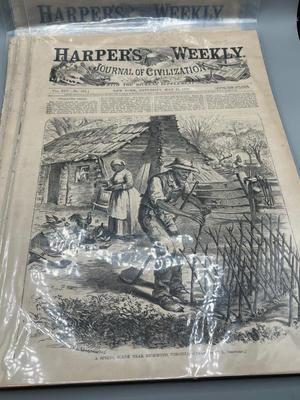 LOT 103: Antique 1800s Copies of Harper's Weekly Magazine