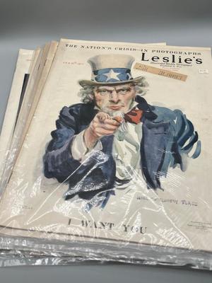 LOT 111: Antique Leslie's Magazine Copies - Uncle Sam and More