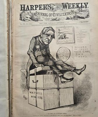 LOT 129: Antique Bound Book of Harpers Weekly Magazine 1876