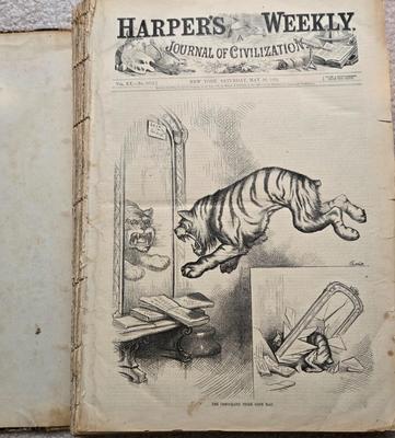 LOT 129: Antique Bound Book of Harpers Weekly Magazine 1876
