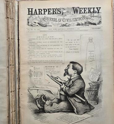 LOT 129: Antique Bound Book of Harpers Weekly Magazine 1876