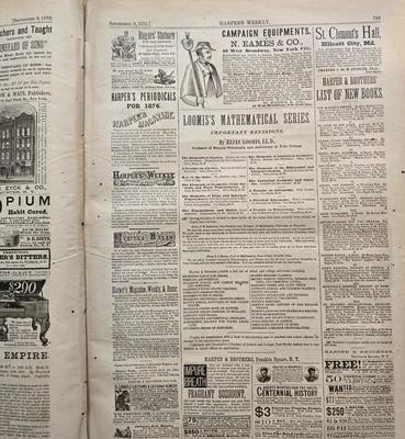 LOT 129: Antique Bound Book of Harpers Weekly Magazine 1876