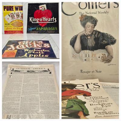 LOT 136: Antique and Vintage Magazine Covers and Advertising Crate Labels