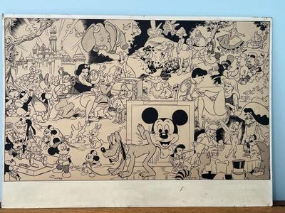 LOT 142: WARNING ADULT MATERIAL - Vintage Disneyland Orgy Parody Poster - Wally Woods