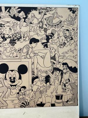 LOT 142: WARNING ADULT MATERIAL - Vintage Disneyland Orgy Parody Poster - Wally Woods