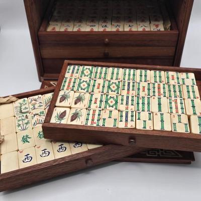LOT 162: Vintage Mahjong Set bone tiles