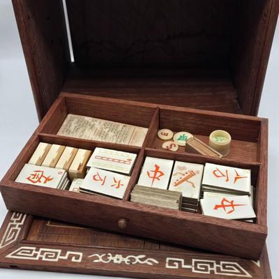 LOT 162: Vintage Mahjong Set bone tiles