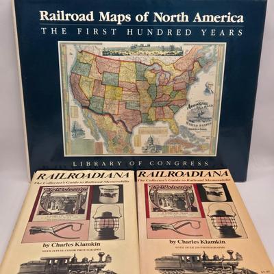 LOT 163: Railroad Maps of N. America Book, & Other Railroad Books, Lionel Blue Comet Train, Multiple Railroad Pins, B&O Railroad...