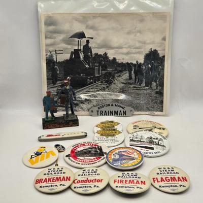 LOT 163: Railroad Maps of N. America Book, & Other Railroad Books, Lionel Blue Comet Train, Multiple Railroad Pins, B&O Railroad...