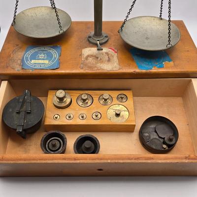LOT 165: Vintage Apothecary and Gold Balance scale