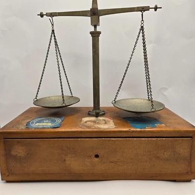 LOT 165: Vintage Apothecary and Gold Balance scale