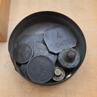 LOT 165: Vintage Apothecary and Gold Balance scale