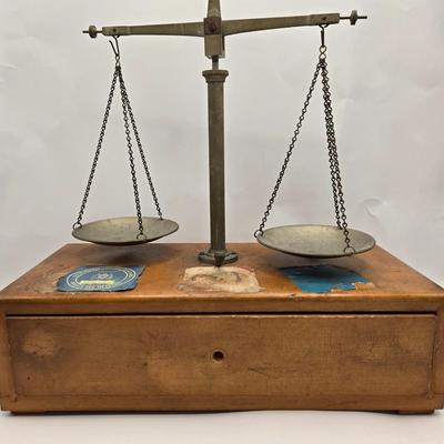 LOT 165: Vintage Apothecary and Gold Balance scale