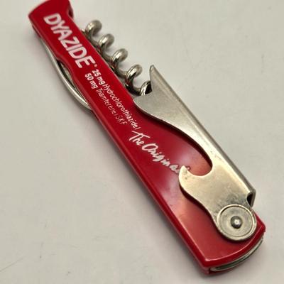 LOT 171: Five Vintage Lighters, 2 Swiss Army Knives, Mother of Pearl Pocket Knife, and Promotional Cork Screw/Knife