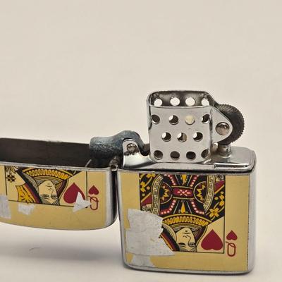 LOT 171: Five Vintage Lighters, 2 Swiss Army Knives, Mother of Pearl Pocket Knife, and Promotional Cork Screw/Knife