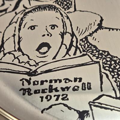 LOT 173: 1972 Franklin Mint "The Carolers" by Norman Rockwell Sterling Silver Christmas Plate w/ COA (216.7 Grams)
