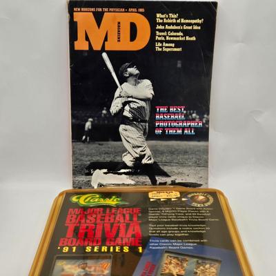 LOT 175: Signed Gerry Cooney Poster, Vintage Baseball Glove, Baseball Pendant, April 1985 MD Magazine, Baseball Trivia Game, 100th...