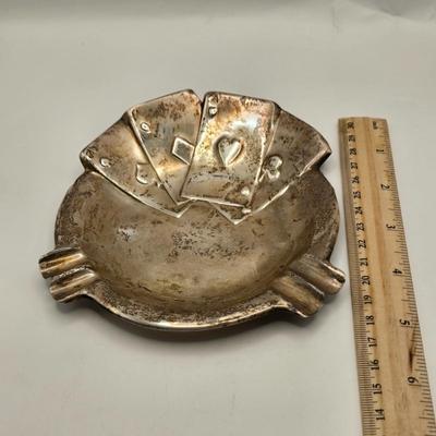 LOT 179: Sterling Silver Playing Cards Ashtray (88.3 Grams)