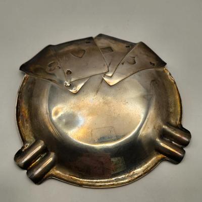 LOT 179: Sterling Silver Playing Cards Ashtray (88.3 Grams)