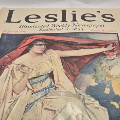 LOT 180: January 9, 1913, March 20, 1913, August 21, 1913, September 9, 1915, & January 11, 1917 Leslie's Magazines