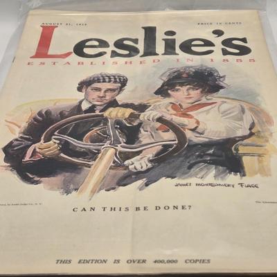 LOT 180: January 9, 1913, March 20, 1913, August 21, 1913, September 9, 1915, & January 11, 1917 Leslie's Magazines