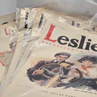 LOT 180: January 9, 1913, March 20, 1913, August 21, 1913, September 9, 1915, & January 11, 1917 Leslie's Magazines