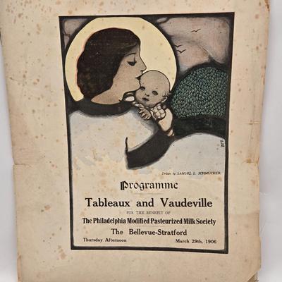 LOT 187: Antique 1906 Program from the Bellevue Stratford, The Biograph September 5, 1914 Volume 1 Number 1 and Charlie Chaplin Funny...