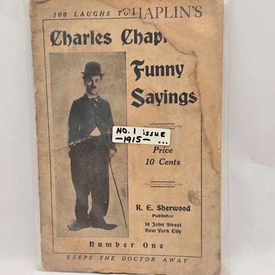 LOT 187: Antique 1906 Program from the Bellevue Stratford, The Biograph September 5, 1914 Volume 1 Number 1 and Charlie Chaplin Funny...