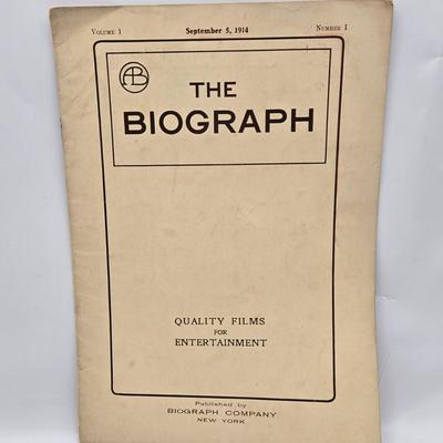 LOT 187: Antique 1906 Program from the Bellevue Stratford, The Biograph September 5, 1914 Volume 1 Number 1 and Charlie Chaplin Funny...