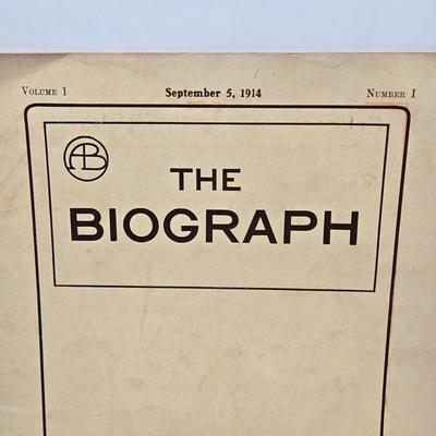 LOT 187: Antique 1906 Program from the Bellevue Stratford, The Biograph September 5, 1914 Volume 1 Number 1 and Charlie Chaplin Funny...