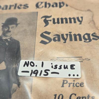 LOT 187: Antique 1906 Program from the Bellevue Stratford, The Biograph September 5, 1914 Volume 1 Number 1 and Charlie Chaplin Funny...
