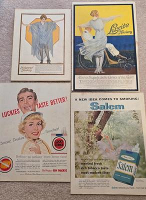 LOT 193: Vintage Cigarette Advertisements, Lucky Strike Bridge , Camel Brand Lighters, and More