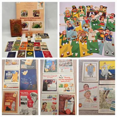 LOT 193: Vintage Cigarette Advertisements, Lucky Strike Bridge , Camel Brand Lighters, and More