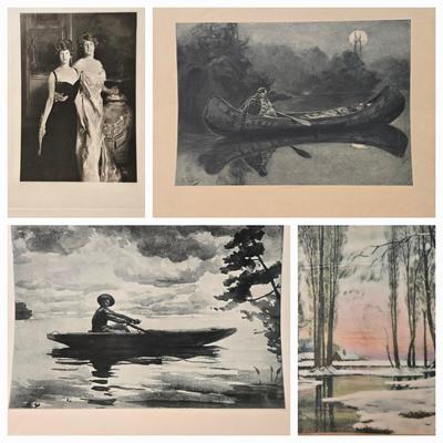 LOT 196: Vintage Reproductions of Daughters of a Wertheimer by John Singer Sargent, The Rower by Winslow Homer, A Wounded Enemy by Howard...